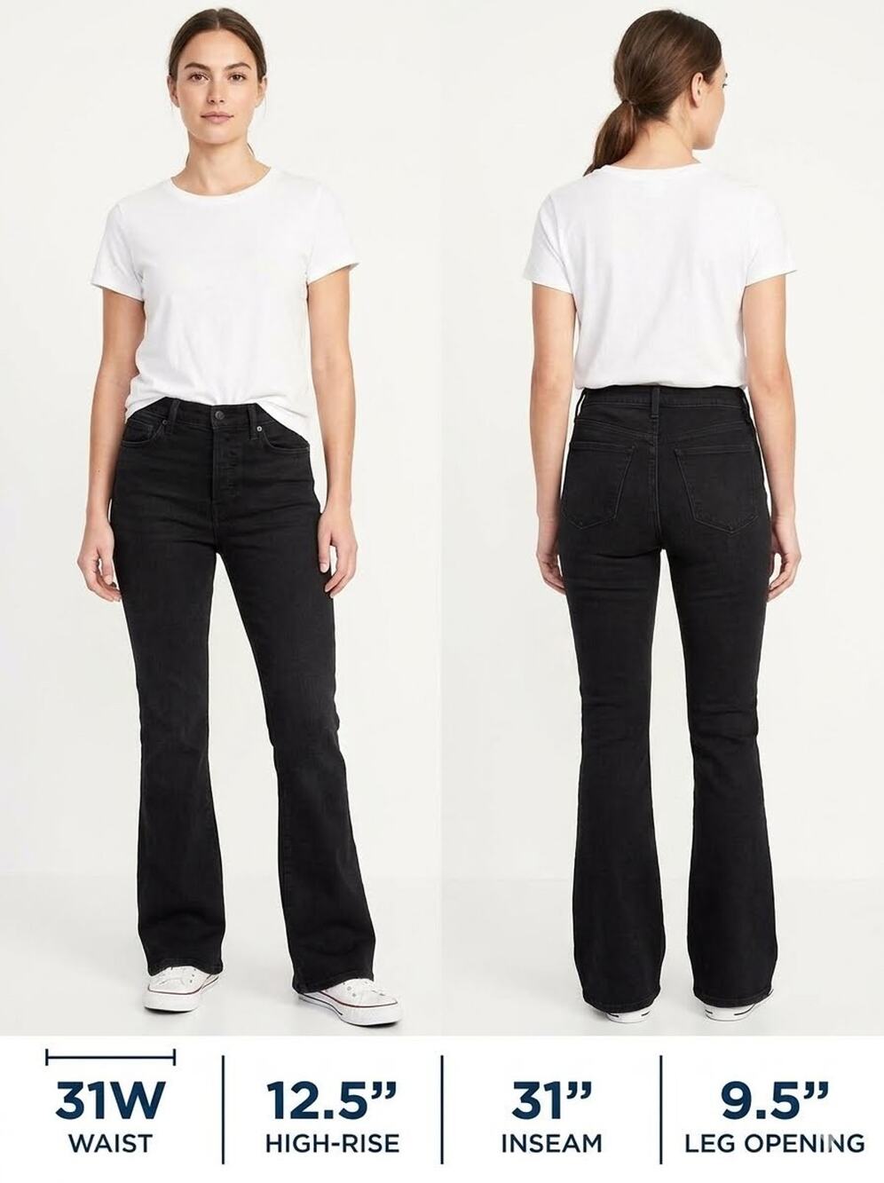 Old Navy High Rise Flare Stretch Women's Jeans - 14 / 31W x 31L - Black